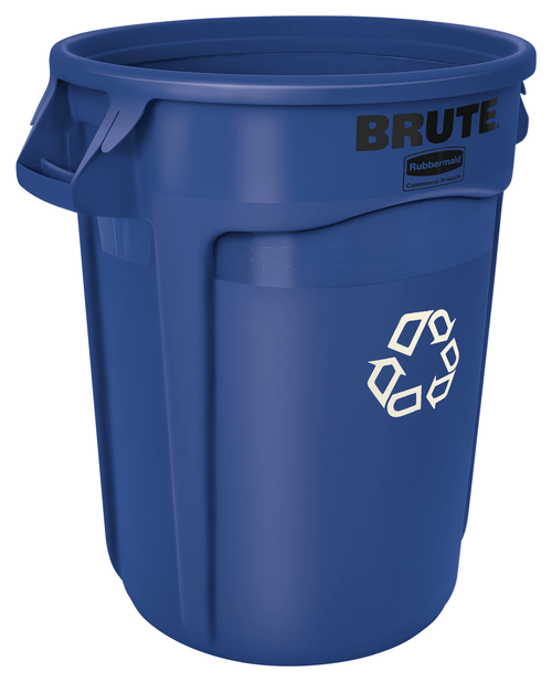 Brute® 1-Stream Recycling Bin 25.39X22.64X27.87 IN 32 GAL 128 QT Blue Resin Food Safe 1/Each