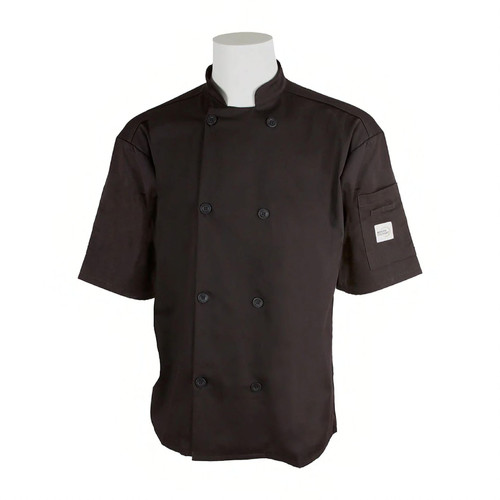 Chef Coat Small (SM) Black Polyester Blend Full Mesh Back Shoulder Pocket 1/Each