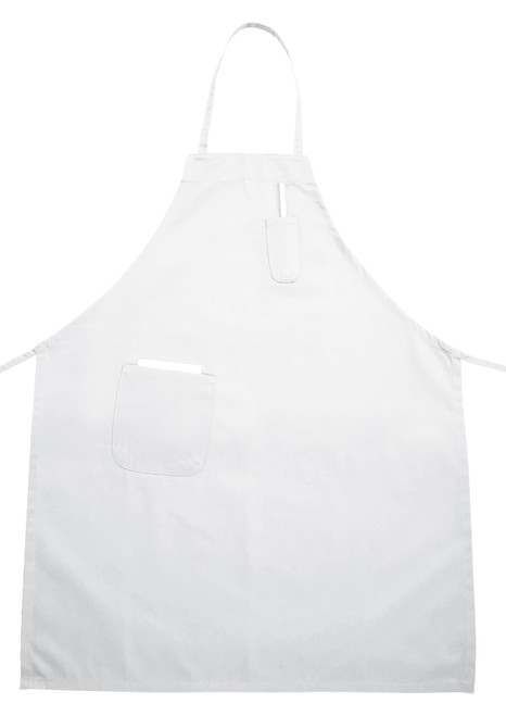 Apron White Poly Blend (65% Polyester, 35% Cotton) With Pockets Full Length 1/Each