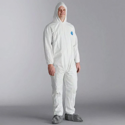 ProMax® Coveralls XL White Microporous Fabric Elastic Wrists Attached Hood & Boots Zippered Front 25/Case