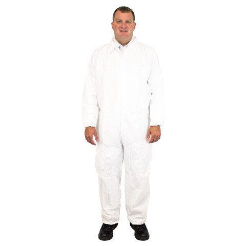 General Purpose Coveralls XXL White Microporous PP With Elastic 25/Case