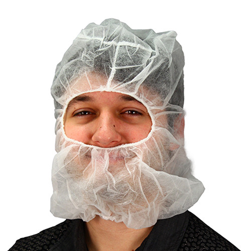 Ninja Hood Hairnet OS White PP Extra Long Balaclava Style 1000/Case