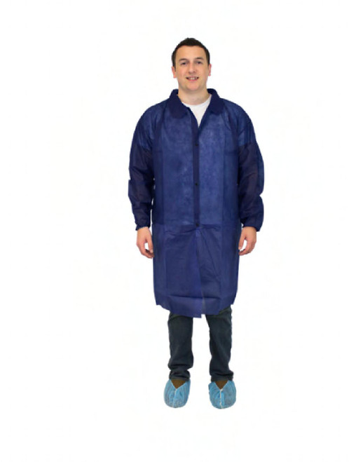 PolyLite® Lab Coat XXL Blue PP No Pockets Elastic Wrists 30/Case