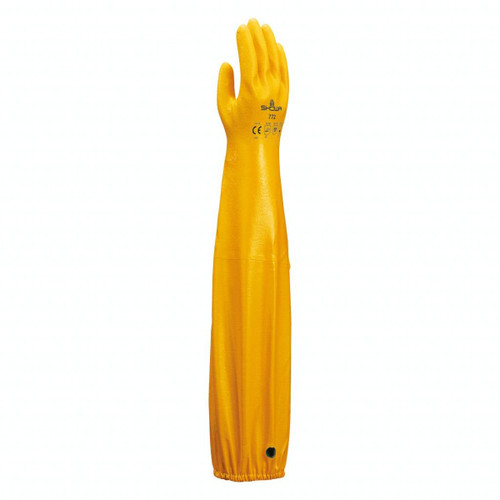 Chemicals Gloves XL Yellow Coated Double Dipped Rubber Latex Shoulder-Length Rough Finish With Elastic 12 Count/Pk