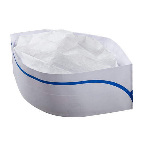 Classy Cap Adult 11.25X4X3.5 IN White Blue Paper With Stripe Adjustable 100 Count/Pack 10 Packs/Case