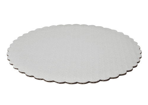 Cake Circle 10 IN White Round Scalloped C-Flute 100/Case