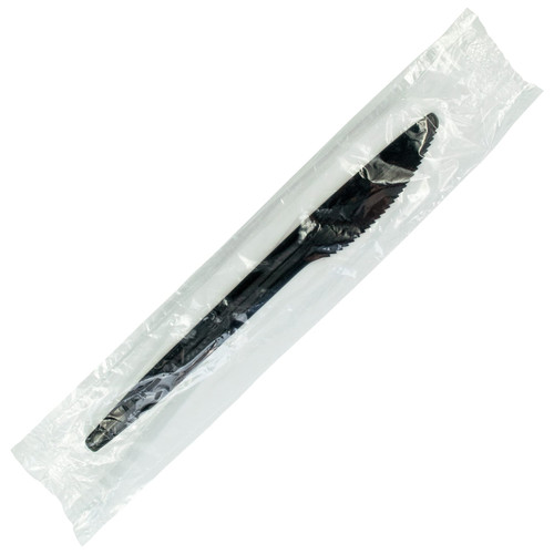 Knife PP Black Medium Weight Individually Wrapped 1000/Case