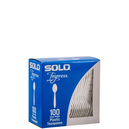 Solo® Impress™ Teaspoon 6 IN PS White Heavyweight Boxed 100 Count/Box 10 Box/Case 1000 Count/Case