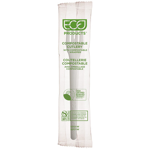 Plantware® Fork 6 IN White Individually Wrapped 1000/Case