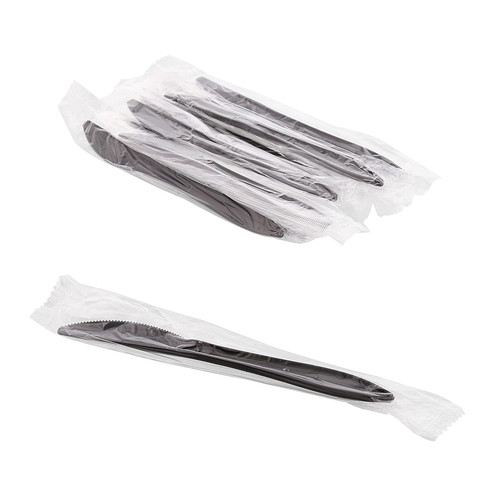 Knife PP Black Medium Weight Individually Wrapped 1000 Count/Pack 1 Packs/Case 1000 Count/Case