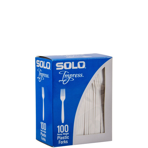 Solo® Impress™ Fork 6.95 IN PS White Heavyweight Boxed 100 Count/Box 10 Box/Case 1000 Count/Case