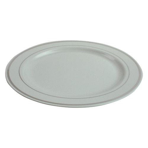Plate 10.25 IN White Silver Band 144/Case