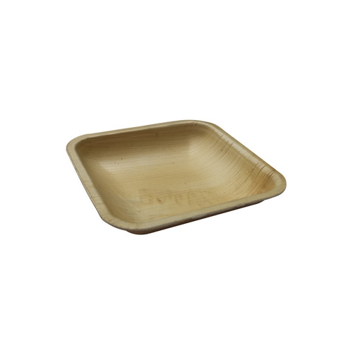 Plate 4.3X4.3X0.8 IN Palm Leaf Square 25 Count/Pack 4 Packs/Case 100 Count/Case