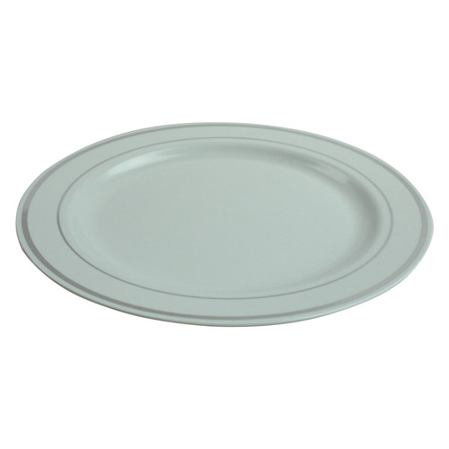 Plate 7.5 IN White Silver Band 144/Case