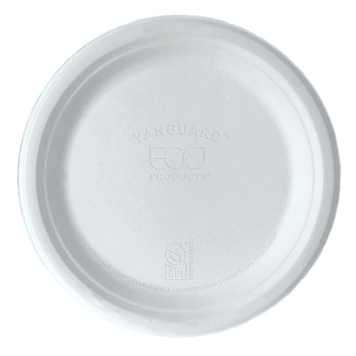 Plate 9 IN Sugarcane White Round 500/Case