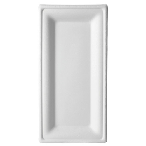 Plate 10X5 IN Sugarcane White Rectangle 500/Case