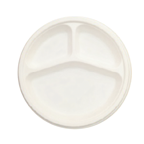 Plate 10 IN 3 Compartment Pulp Fiber White 500/Case