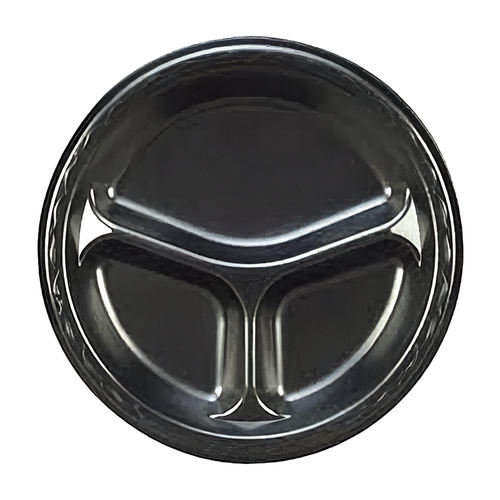 Plate 8.88 IN 3 Compartment Polystyrene Foam Black Laminated 500/Case