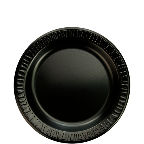 Dart® Quiet Classic® Plate 9 IN XPS Black Round Laminated 125 Count/Pack 4 Packs/Case 500 Count/Case