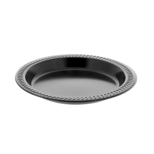 Plate 6X0.625 IN HIPS OPS Black Round 1000/Case