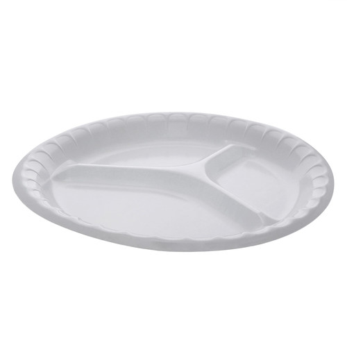Plate 10.3X1 IN 3 Compartment Polystyrene Foam White 540/Case