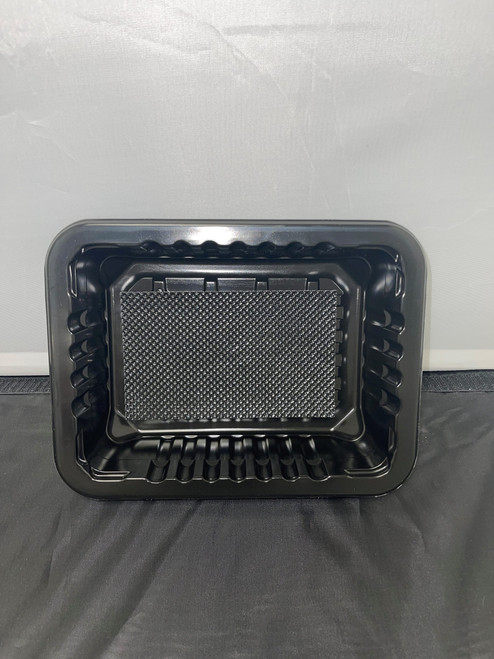 Meat Pad & Tray 8.75X6.72X2.25 IN 1 Compartment PP Black Rectangle Barrier 3640/Pallet