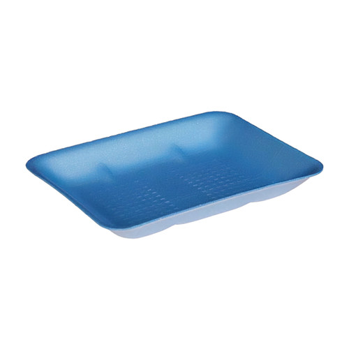 8 Meat Tray 10.5X8.25 IN Polystyrene Foam Blue Check Rectangle Heavy 300/Case