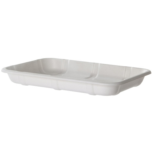2D Meat Tray 8.5X6X1 IN Sugarcane White Rectangle 400/Case