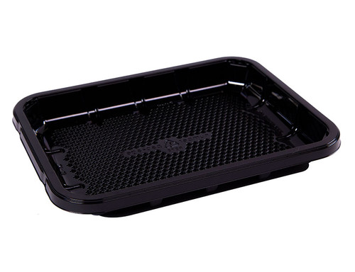 4D Meat Tray 9.25X7.25X1.13 IN PET Black 300/Case