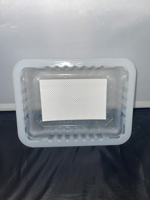 Meat Pad & Tray 8.75X6.72X2 IN 1 Compartment PP White Rectangle Barrier 3920/Pallet
