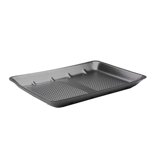 1014 Supermarket Tray 13.875X9.875X1 IN Polystyrene Foam Black Rectangle Heavy 100/Case