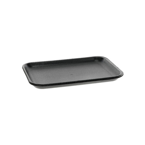 2S Supermarket Tray 8.2X5.7X0.65 IN 1 Compartment Polystyrene Foam Black Rectangle 500/Case