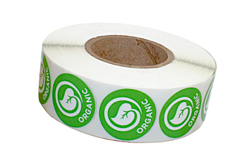 Organic Produce Label 1 IN Green Icon Circle UV 1000 Count/Roll 50 Rolls/Case 50000 Count/Case