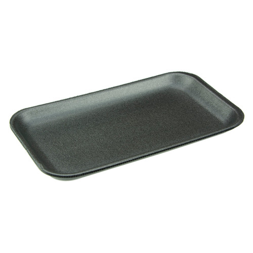 17S Meat Tray 8.3X4.8X0.65 IN Polystyrene Foam Black Rectangle 1000/Case