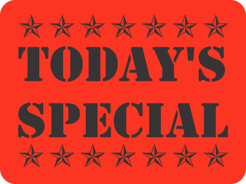 Todays Special Promo Label 1.5X2 IN Black Fluorescent Red 1000 Count/Roll 20 Rolls/Case 20000 Count/Case