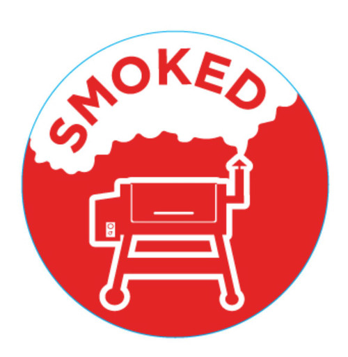 Smoked Meat Label 1 IN Red Icon Circle UV 1000 Count/Roll 50 Rolls/Case 50000 Count/Case