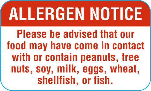 Allergen Notice Deli Label 1.5X0.9 IN Red Paper 1000 Count/Roll 25 Rolls/Case 25000 Count/Case