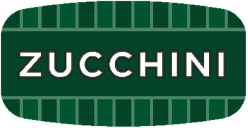 Zucchini Bakery Flavor Label 0.625X1.25 IN Oval 4 Color Process UV 1000 Count/Roll 50 Rolls/Case 50000 Count/Case