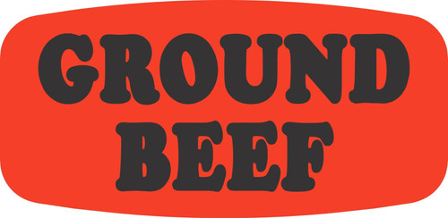 Ground Beef Label 0.625X1.25 IN Black Fluorescent Red Short Oval 1000 Count/Roll 50 Rolls/Case 50000 Count/Case