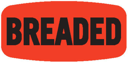 Breaded Label 0.625X1.25 IN Black Fluorescent Red Short Oval 1000 Count/Roll 50 Rolls/Case 50000 Count/Case