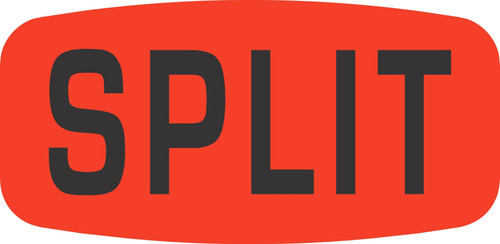Split Label 0.625X1.25 IN Black Fluorescent Red Short Oval 1000 Count/Roll 50 Rolls/Case 50000 Count/Case