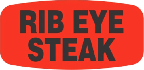Rib Eye Steak Label 0.625X1.25 IN Black Fluorescent Red Short Oval 1000 Count/Roll 50 Rolls/Case 50000 Count/Case