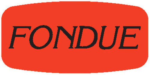 Fondue Label 0.625X1.25 IN Black Fluorescent Red Short Oval 1000 Count/Roll 50 Rolls/Case 50000 Count/Case