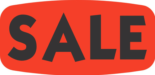Sale Label Black Fluorescent Red Short Oval Dayglo 1000 Count/Roll 50 Rolls/Case 50000 Count/Case