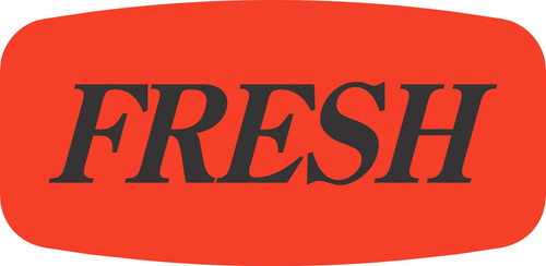 Fresh Label Black Fluorescent Red Short Oval Dayglo 1000 Count/Roll 50 Rolls/Case 50000 Count/Case