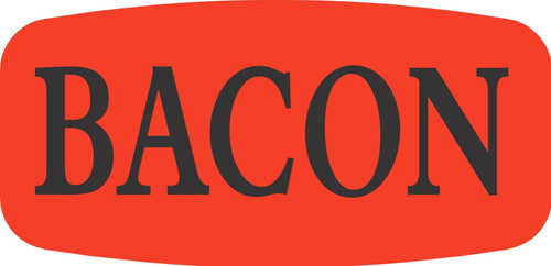 Bacon Label Black Fluorescent Red Short Oval 1000 Count/Roll 50 Rolls/Case 50000 Count/Case