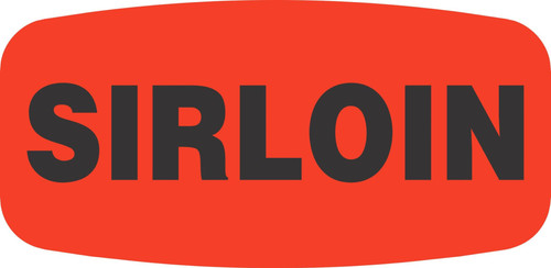 Sirlion Label 0.625X1.25 IN Black Fluorescent Red Short Oval 1000 Count/Roll 50 Rolls/Case 50000 Count/Case
