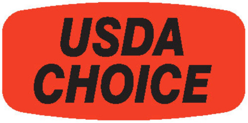 USDA Choice Label 0.625X1.25 IN Black Fluorescent Red Short Oval 1000 Count/Roll 50 Rolls/Case 50000 Count/Case