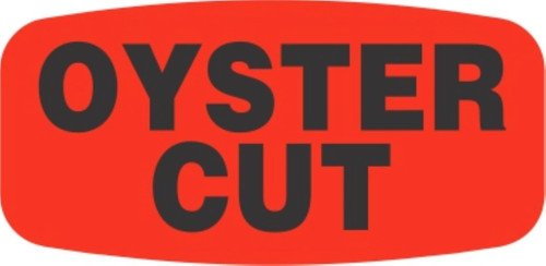 Oyster Cut Label 0.625X1.25 IN Black Fluorescent Red Short Oval Paper 1000 Count/Roll 50 Rolls/Case 50000 Count/Case