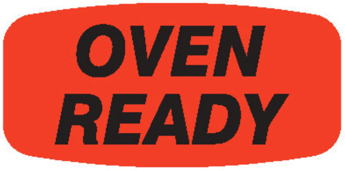 Oven Ready Label 0.625X1.25 IN Black Fluorescent Red Short Oval 1000 Count/Roll 50 Rolls/Case 50000 Count/Case